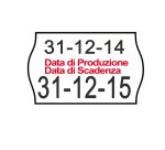 Rotolo da 1000 etichette a onda per Printex Smart 16/2616 - DATA PRODUZIONE / DATA SCADENZA - 26x16 mm - adesivo permanente - bianco - Printex - pack 10 rotoli