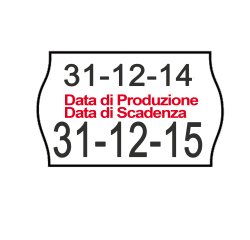 Rotolo da 1000 etichette a onda per Printex Smart 16/2616 - DATA PRODUZIONE / DATA SCADENZA - 26x16 mm - adesivo permanente - bianco - Printex - pack 10 rotoli