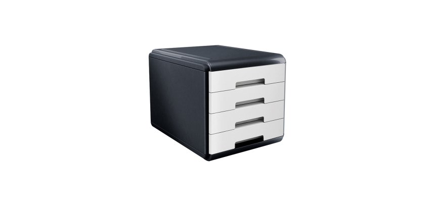 Cassettiera Mydesk - 29,5 x 38,5 x 28,2 cm - 4 cassetti da 4,5 cm - grigio/bianco - Arda