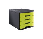 Cassettiera Mydesk - 29,5 x 38,5 x 28,2 cm - 4 cassetti da 4,5 cm - grigio/verde - Arda