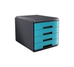 Cassettiera Mydesk - 29,5 x 38,5 x 28,2 cm - 4 cassetti da 4,5 cm - grigio/turchese - Arda