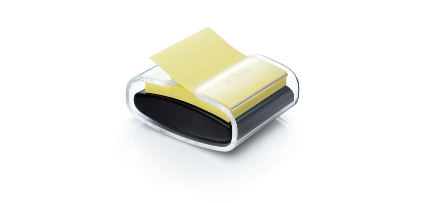 Dispenser Pro nero + 1 Post-it Super Sticky Z Notes - PRO-B-1SSCY-R330 - 76 x 76 mm - giallo Canary - Post-it
