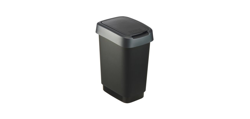 Pattumiera con coperchio basculante - 25 L - 33,3 x 25,2 x 47,6 cm - PPL - nero/grigio - Rotho