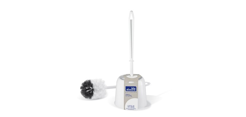Portascopino - plastica - diametro 14 cm - altezza 40 cm - bianco - Blu Dimora