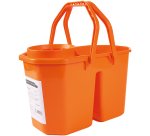 Secchio a doppia vasca con strizzatore - PPL riciclabile - 15 L - rosso - PerfettoFactory