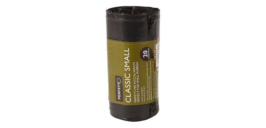 Sacchi per rifiuti Classic Small - 50x60 cm - 30 L - 20 micron - nero - Perfetto - rotolo da 20 sacchetti