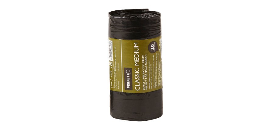 Sacchi per rifiuti Classic Small - 55x70 cm - 45 L - 10 micron - nero - Perfetto - rotolo da 20 sacchetti