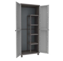 Armadio JWood 368 - 2 ante - 68 x 37,5 x 170 cm- PPL - effetto legno - grigio tortora - Terry