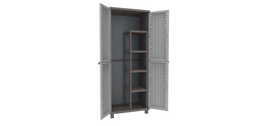 Armadio JWood 368 - 2 ante - 68 x 37,5 x 170 cm- PPL - effetto legno - grigio tortora - Terry