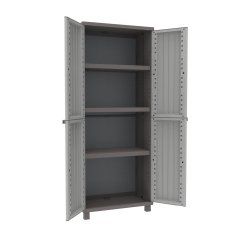 Armadio JWood 268 - 2 ante - 68 x 37,5 x 170 cm - PPL - effetto legno - grigio tortora - Terry