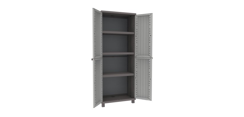 Armadio JWood 268 - 2 ante - 68 x 37,5 x 170 cm - PPL - effetto legno - grigio tortora - Terry
