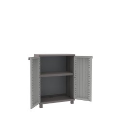 Armadietto JWood 68 - 2 ante - 68 x 37,5 x 91,5 cm - PPL - effetto legno - grigio tortora - Terry