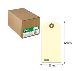 Etichette per spedizioni - in cartoncino - con foro - 120 x 60 mm - avana - Lebez - conf. 1000 pezzi