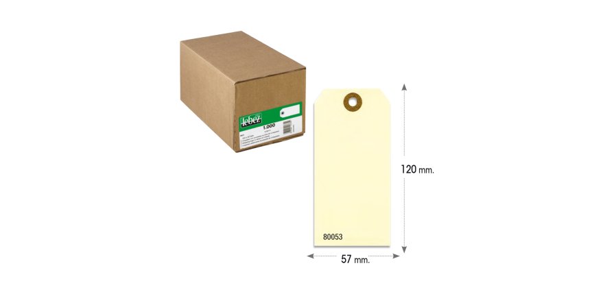 Etichette per spedizioni - in cartoncino - con foro - 120 x 60 mm - avana - Lebez - conf. 1000 pezzi