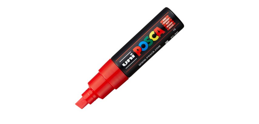 Marcatore a base d'acqua Uni Posca PC8K  - punta a scalpello 8,0mm - rosso - Uni Mitsubishi