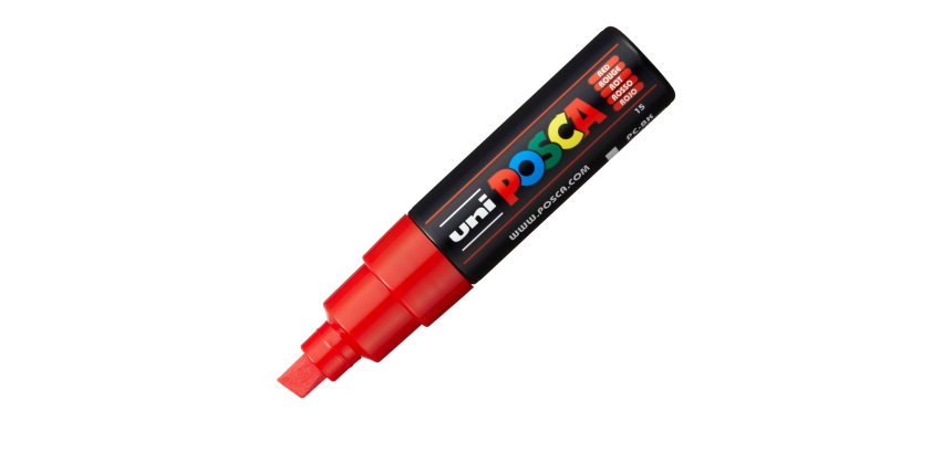 Marcatore a base d'acqua Uni Posca PC8K  - punta a scalpello 8,0mm - rosso - Uni Mitsubishi