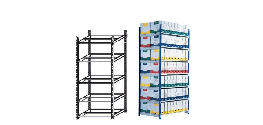 Scaffale RANG'ECO - modulo base - 5 ripiani - 100 x 70 x 200 cm - grigio - Paperflow