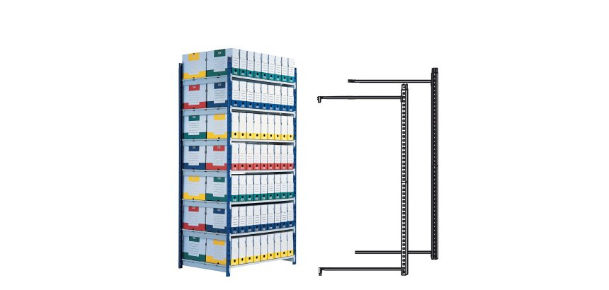 Scaffale RANG'ECO - modulo aggiunta - 5 ripiani - 100 x 70 x 200 cm - grigio - Paperflow