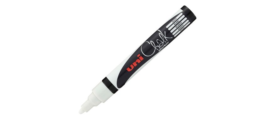 Marcatore a gesso liquido Uni Chalk Marker - punta tonda da 1,80 - 2,50 mm - bianco - Uni Mitsubishi