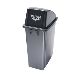 Contenitore Office 60 Lt - con coperchio push - per rifiuto secco - 33x46x79 cm - grigio/nero - Medial