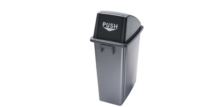 Contenitore Office 60 Lt - con coperchio push - per rifiuto secco - 33x46x79 cm - grigio/nero - Medial