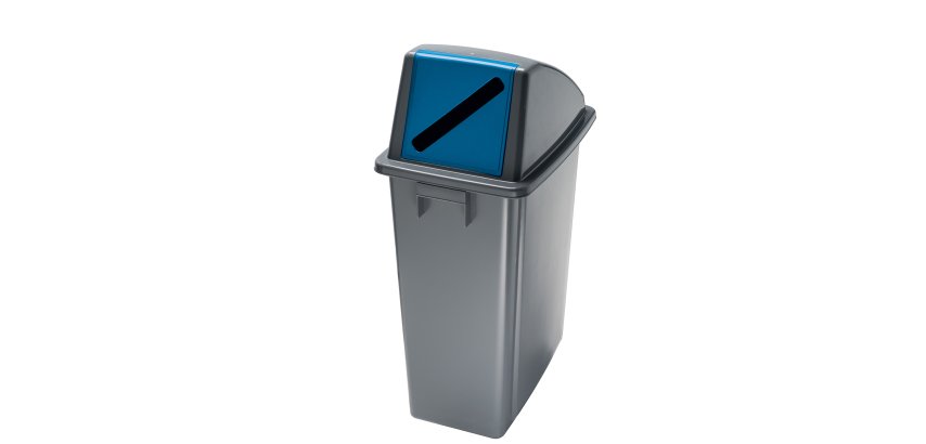 Contenitore Office 60 Lt - con feritoia per carta - 33x46x79 cm - grigio/blu - Medial