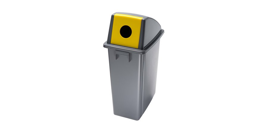 Contenitore Office 60 Lt - con foro per bottiglie - 33x46x79 cm - grigio/giallo - Medial