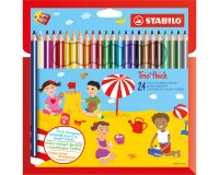 Pastello Trio Thick - diametro mina 4,2 mm - con temperino - colori assortiti - Stabilo - astuccio 24 pezzi