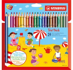 Pastello Trio Thick - diametro mina 4,2 mm - con temperino - colori assortiti - Stabilo - astuccio 24 pezzi