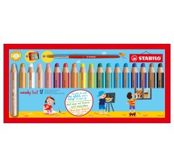 Pastelli Woody 3 in 1 - mina 10 mm - con temperino - Stabilo - astuccio 18 pezzi