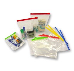 Buste slider - con chiusura zip e cursore - 23,5 x 32 x 6 cm - 70 micron - PE - trasparente/blu - Viva - conf. 50 pezzi