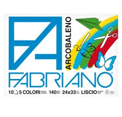 Album Arcobaleno - 24x33cm - 10 fogli - 140gr - 5 colori - Fabriano