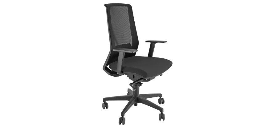 Poltrona semidirezionale Light - con ruote e braccioli - nero - Unisit