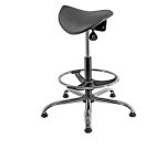 Sedia tecnica a sella E19W - con poggiapiedi telescopico - piedini in gomma - nero/acciaio - Unisit