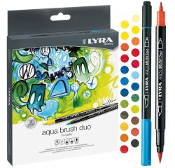 Pennarelli Aqua Brush Duo - punte 2,00 - 4,00 mm - Lyra - astuccio 24 pezzi