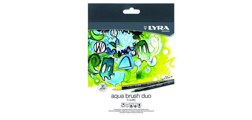 Pennarelli Aqua Brush Duo - punte 2,00 - 4,00 mm - Lyra - astuccio 24 pezzi