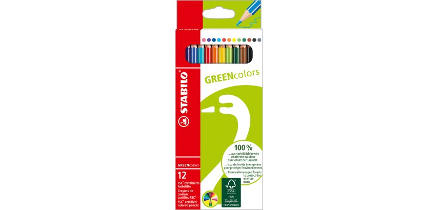 Pastelli colorati GreenColors - diametro mina 2,5 mm - Stabilo - astuccio 12 pezzi