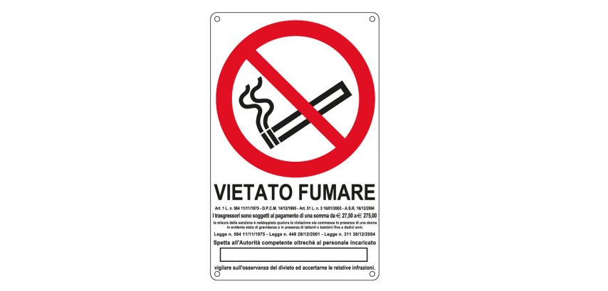 Cartello segnalatore - 27x43 cm - VIETATO FUMARE - alluminio - Cartelli Segnalatori