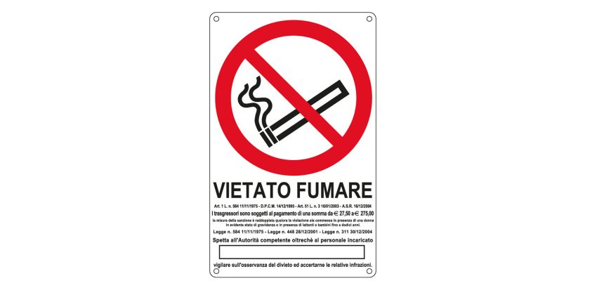 Cartello segnalatore - 27x43 cm - VIETATO FUMARE - alluminio - Cartelli Segnalatori