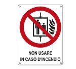 Cartello segnalatore - 11,5x16 cm - NON USARE IN CASO D'INCENDIO - alluminio - Cartelli Segnalatori