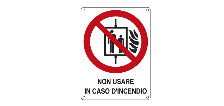 Cartello segnalatore - 11,5x16 cm - NON USARE IN CASO D'INCENDIO - alluminio - Cartelli Segnalatori