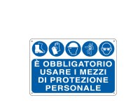 Cartello segnalatore - 30x20 cm - E' OBBLIGATORIO USARE I MEZZI DI PROTEZIONE INDIVIDUALE - alluminio - Cartelli Segnalatori