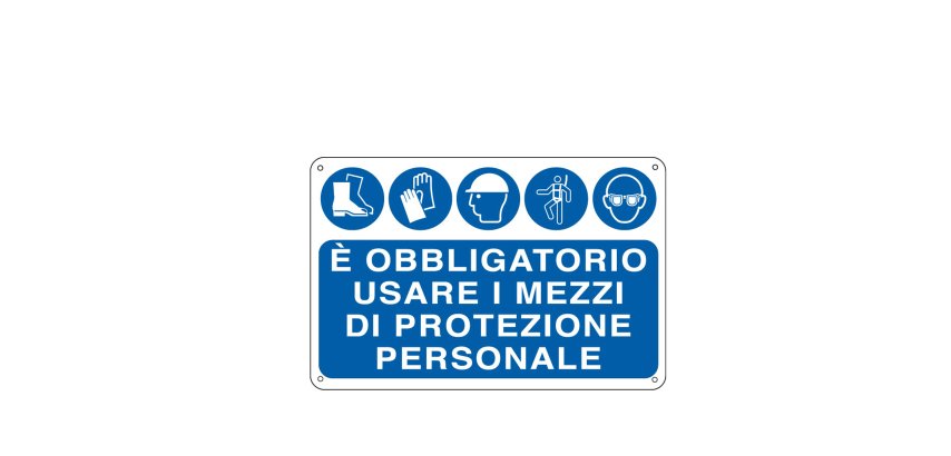 Cartello segnalatore - 30x20 cm - E' OBBLIGATORIO USARE I MEZZI DI PROTEZIONE INDIVIDUALE - alluminio - Cartelli Segnalatori