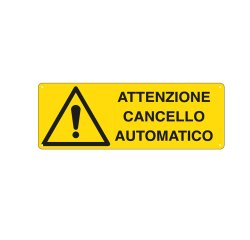 Cartello segnalatore - 35x12,5 cm - ATTENZIONE CANCELLO AUTOMATICO - alluminio - Cartelli Segnalatori