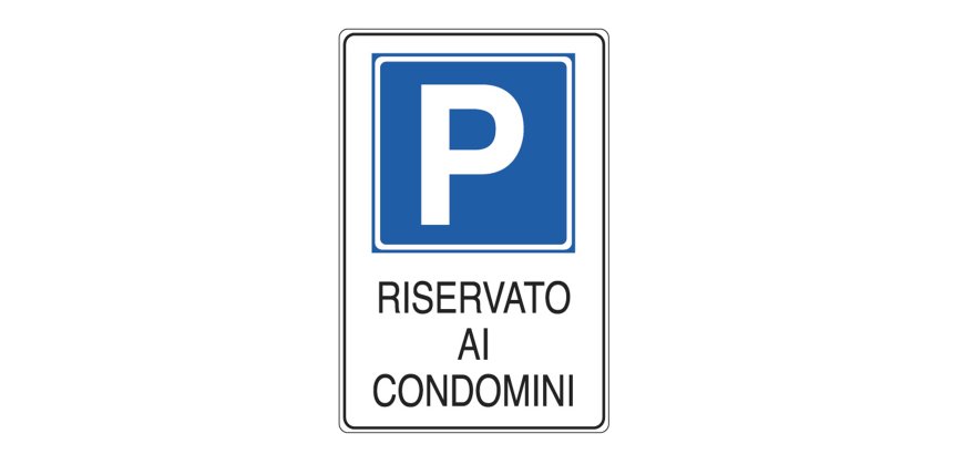 Cartello segnalatore - 20x30 cm - PARCHEGGIO RISERVATO AI CONDOMINI - alluminio - Cartelli Segnalatori
