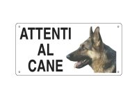 Cartello segnalatore - 25x12,5 cm - ATTENTI AL CANE - alluminio - Cartelli Segnalatori