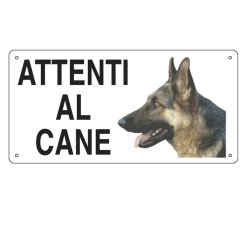 Cartello segnalatore - 25x12,5 cm - ATTENTI AL CANE - alluminio - Cartelli Segnalatori