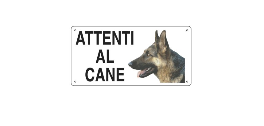 Cartello segnalatore - 25x12,5 cm - ATTENTI AL CANE - alluminio - Cartelli Segnalatori