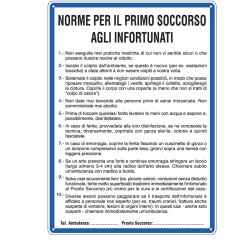 Cartello segnalatore - 33,3x47 cm - NORME DI PRIMO SOCCORSO AGLI INFORTUNATI - alluminio - Cartelli Segnalatori