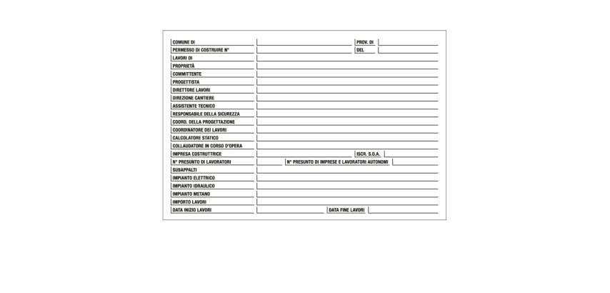 Cartello segnalatore - 67x100 cm - cantiere specifiche dei lavori - polionda - Cartelli Segnalatori
